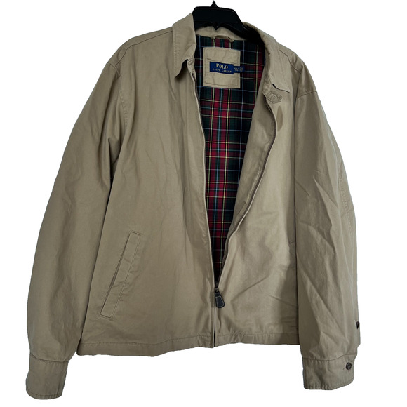Polo Ralph Lauren Bomber Jacket Mens XXL Beige Blouson Chin Strap - Picture 3 of 12